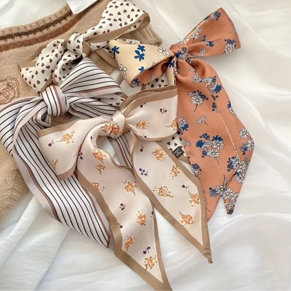 Silky Multipurpose Bands Headband Scarf Hair Tie Beach Tote Bow